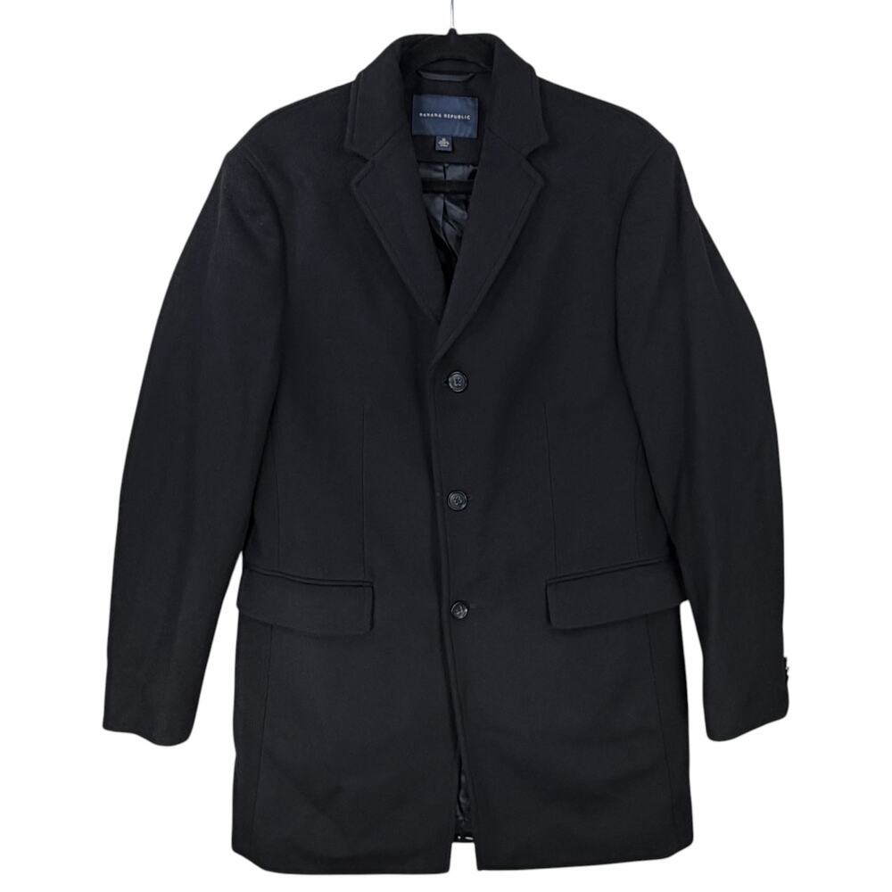 Banana Republic Wool Topcoat Overcoat Coat Mens Medium Black